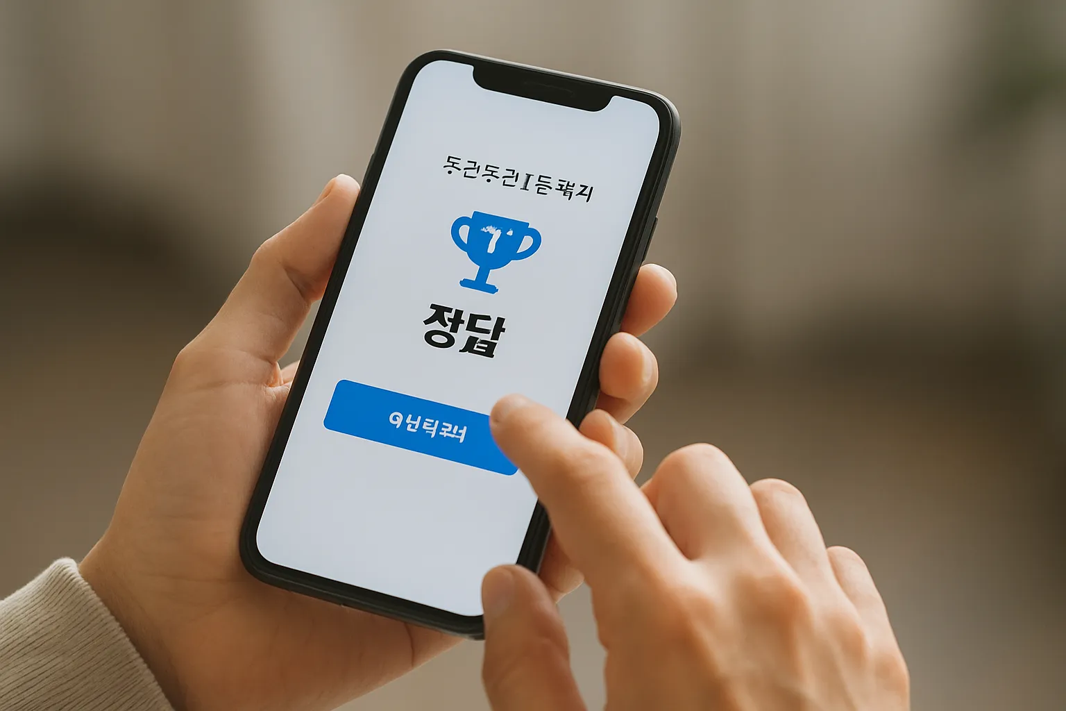 스마트폰으로 토스 앱을 확인하는 손
