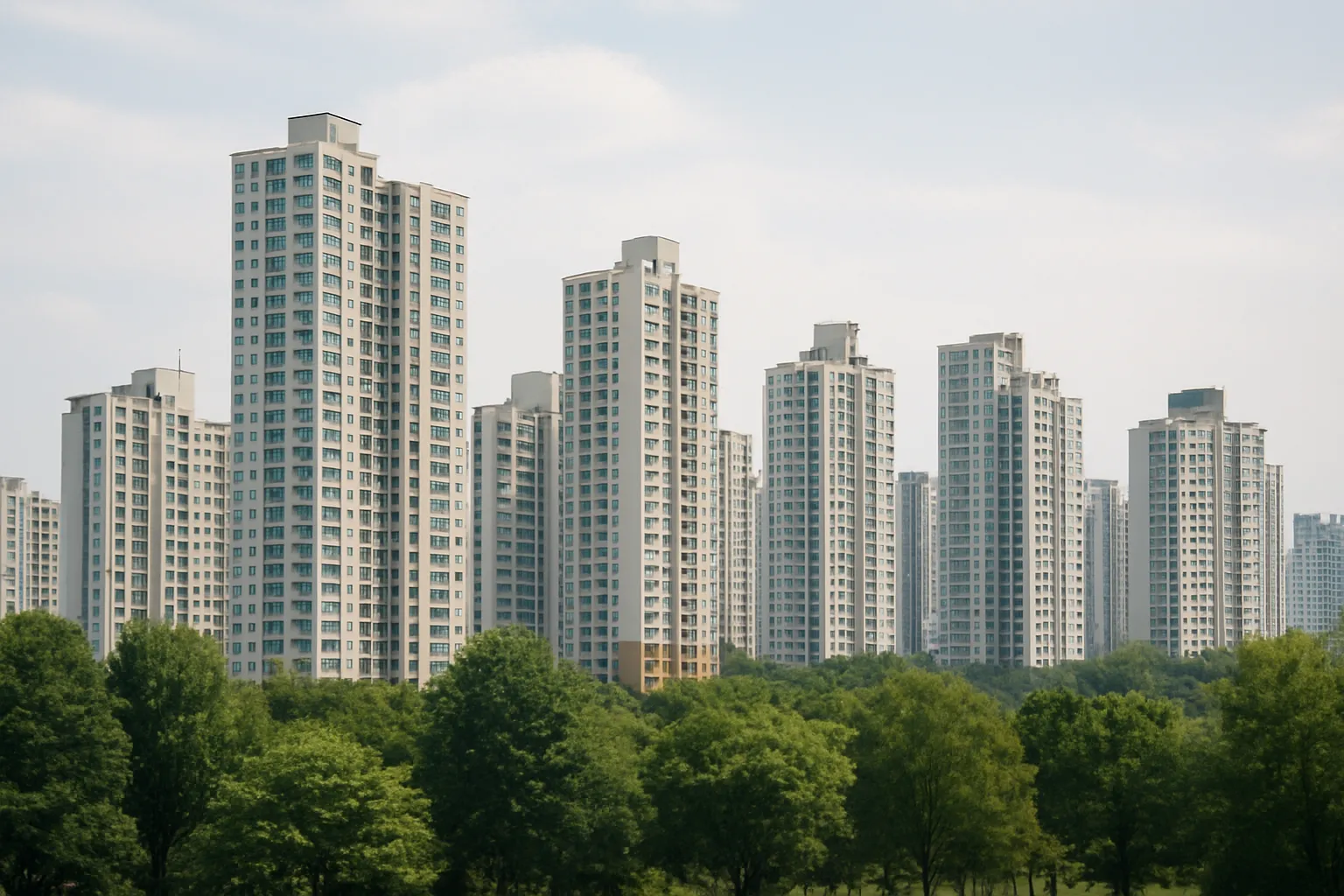 강남 고가 아파트 단지 스카이라인