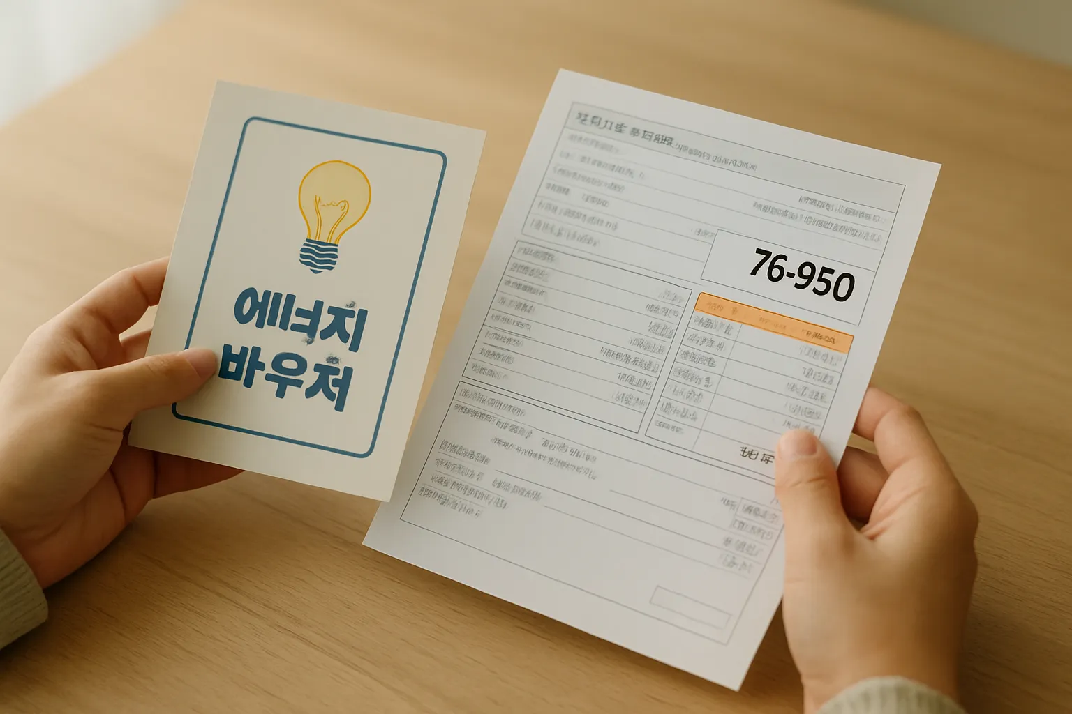 에너지바우처 안내 서류와 전기요금 고지서