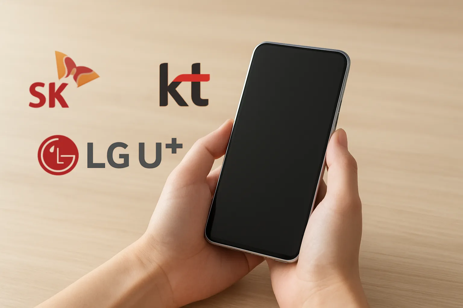 SK KT LG 통신사 로고와 스마트폰