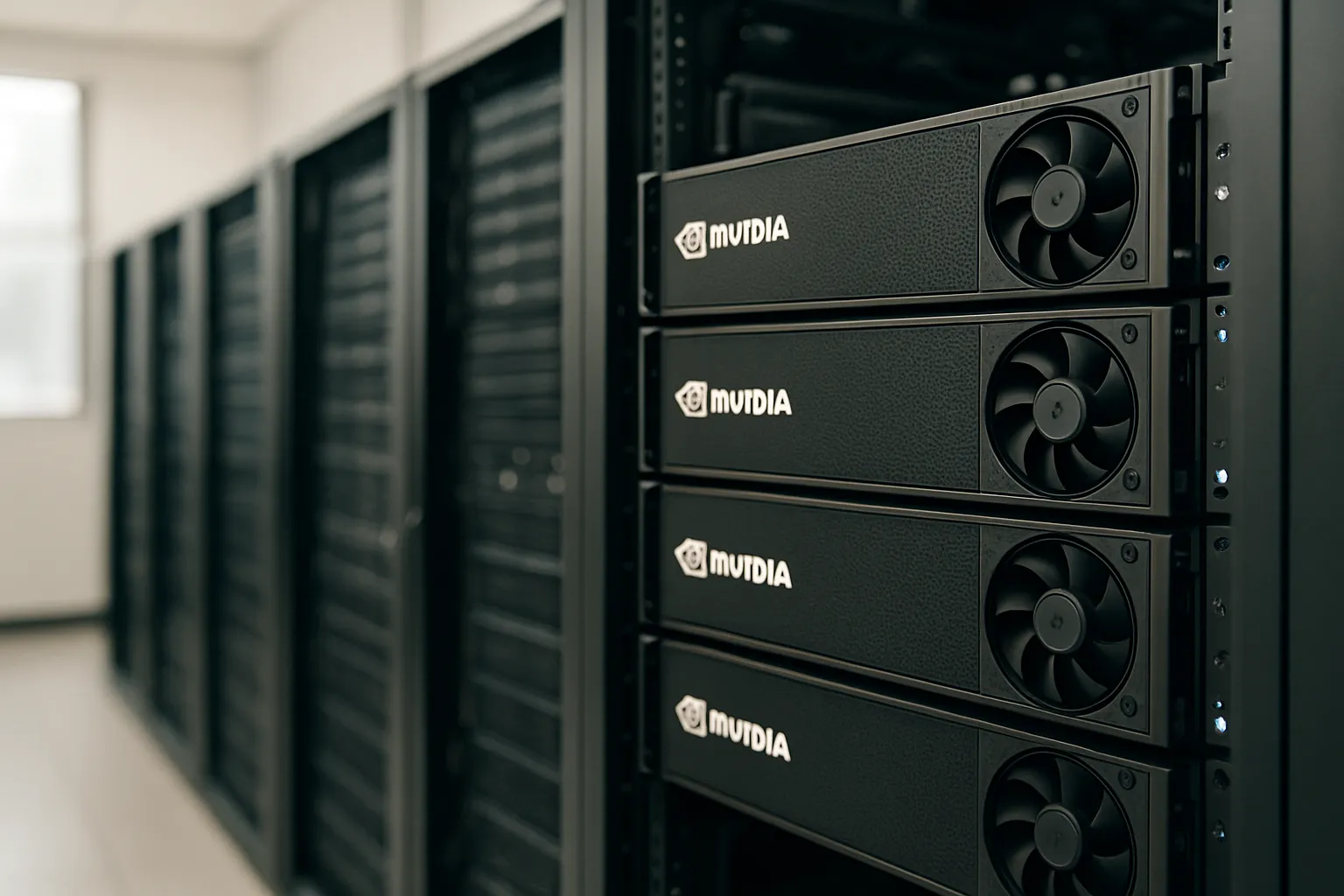 데이터센터 서버랙과 GPU 클러스터 이미지