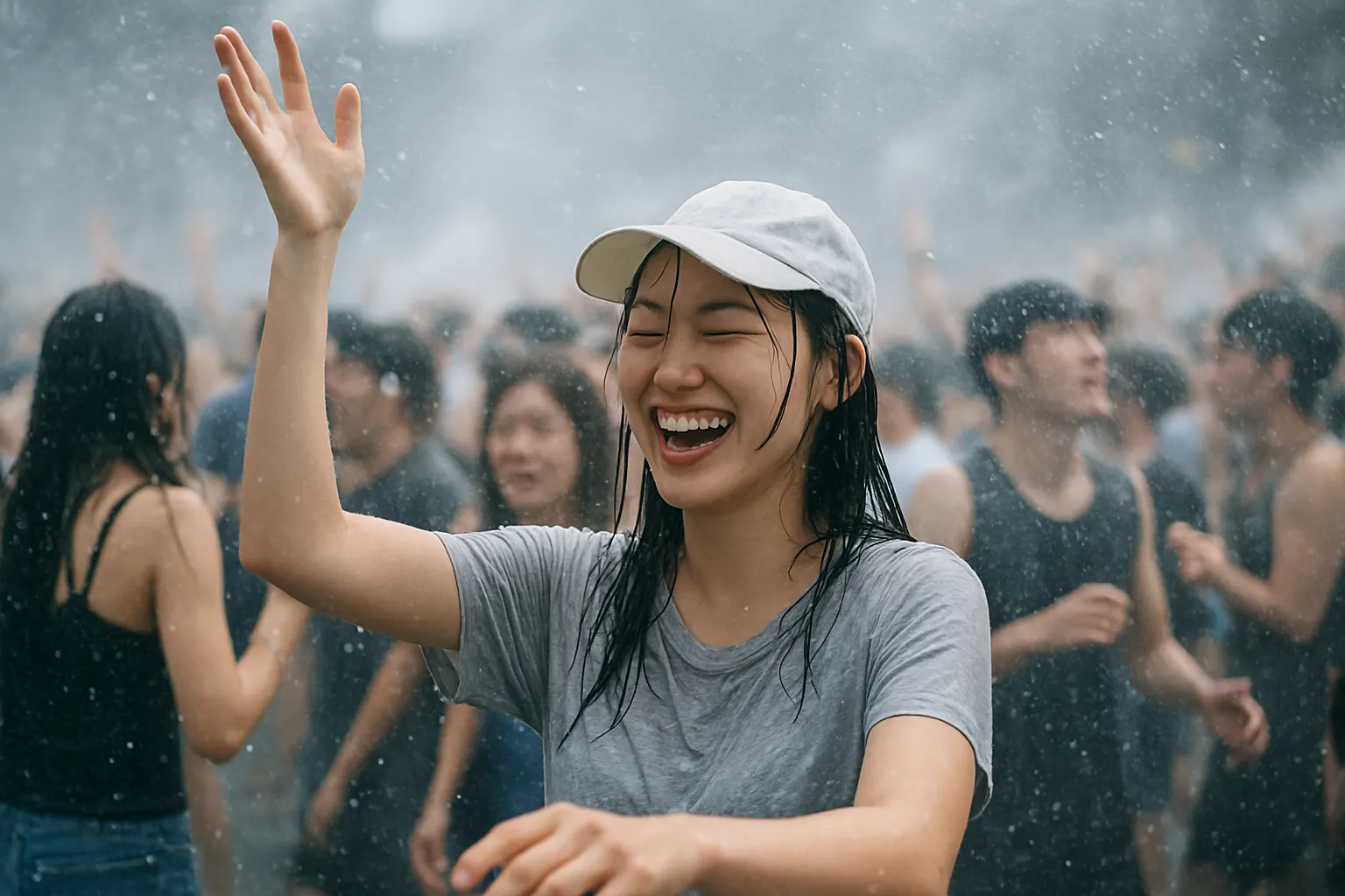 워터밤 축제 물놀이 관객들 여름 페스티벌